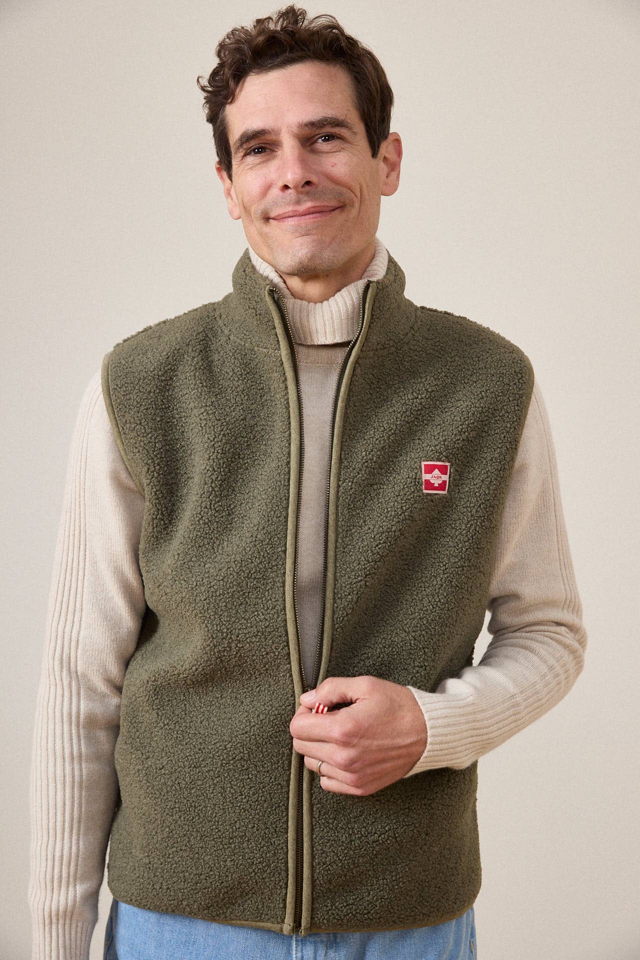 Gilet in pile Neve verde Deep Lichen