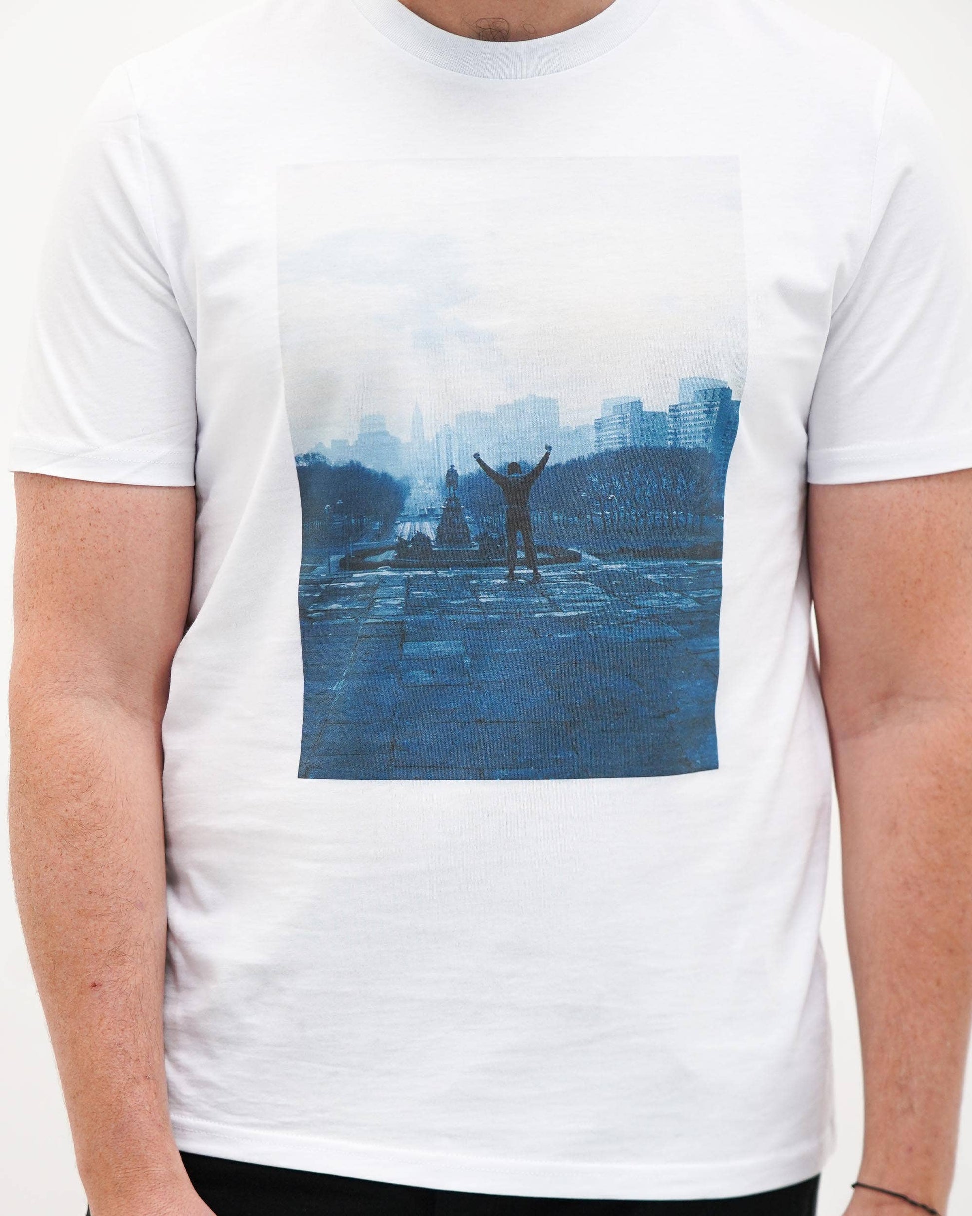T-shirt bianca con stampa Rocky Stairs