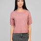 Maglione rosa Nelida con strass e perle
