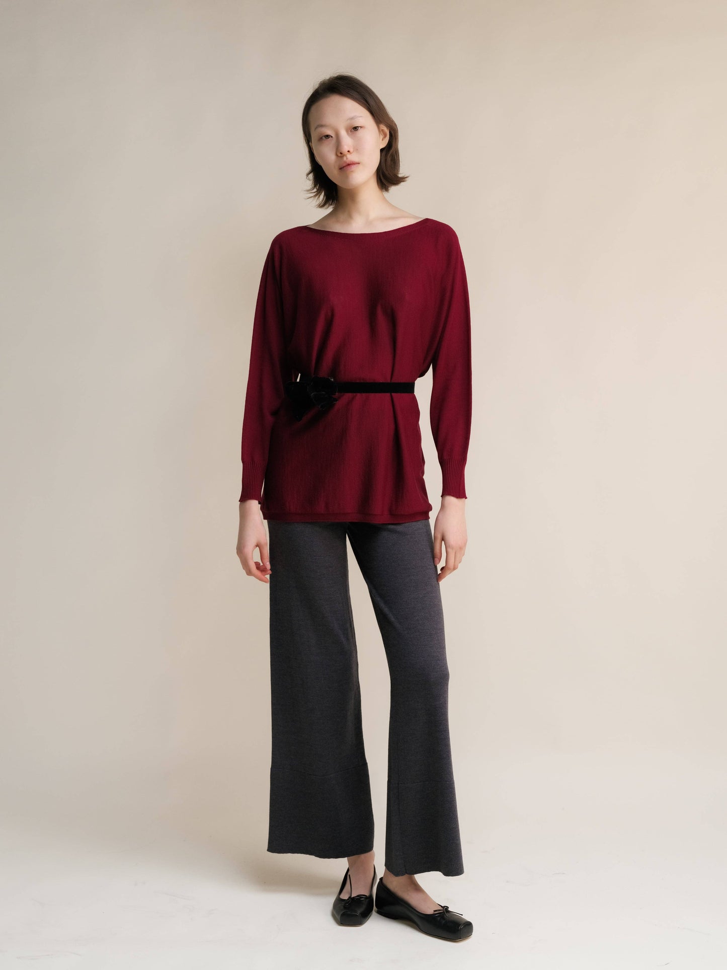 Pullover oversize a barchetta in lana merino extrafine
