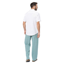 Camicia estiva uomo in misto lino a maniche corte bianca