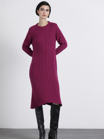 Abito midi in maglia a trecce