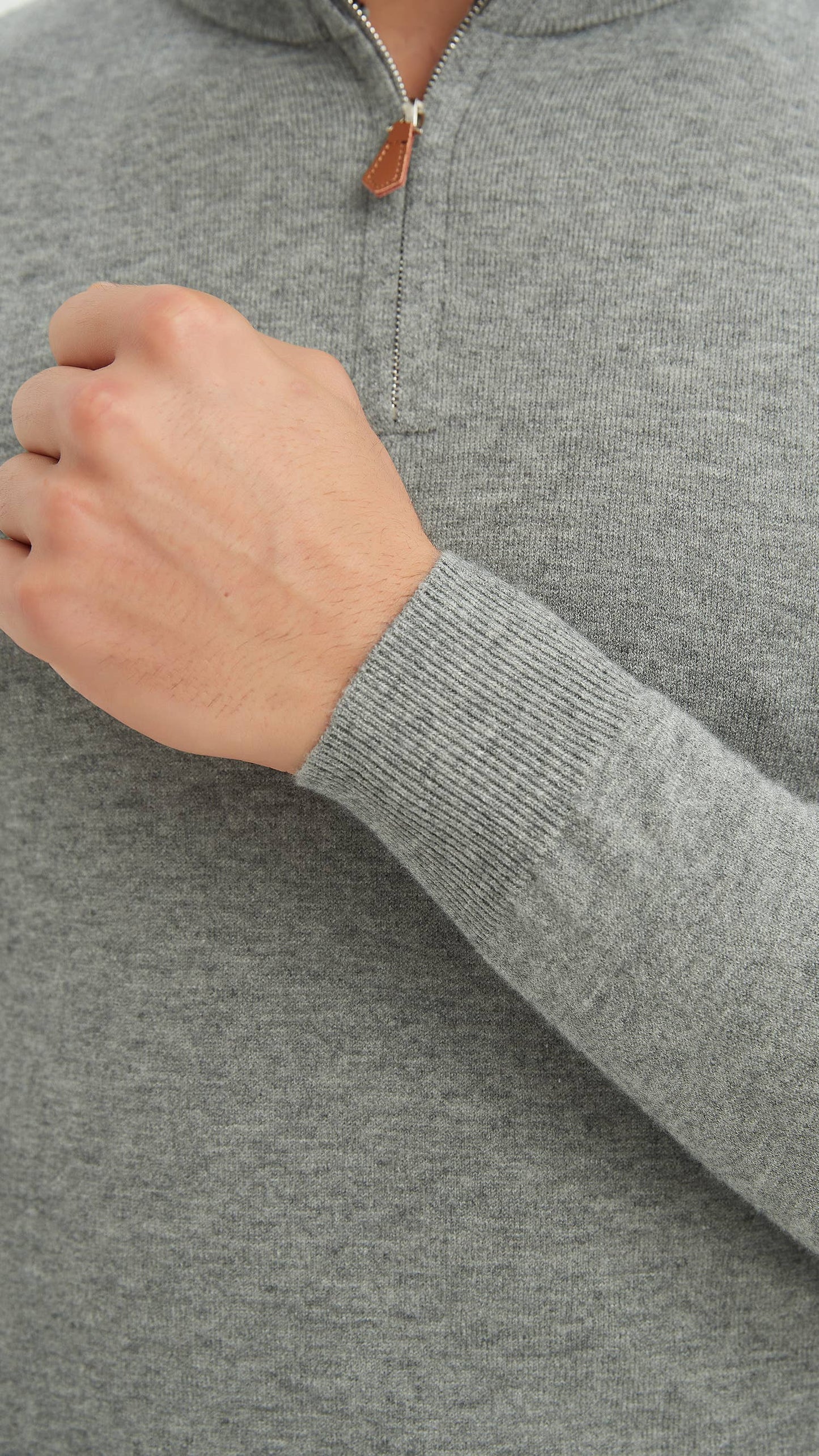 Maglione collo camionista effetto cashmere grigio argento