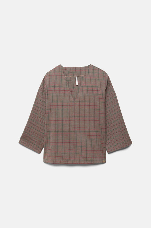Blusa Principe di Galles con scollo a V