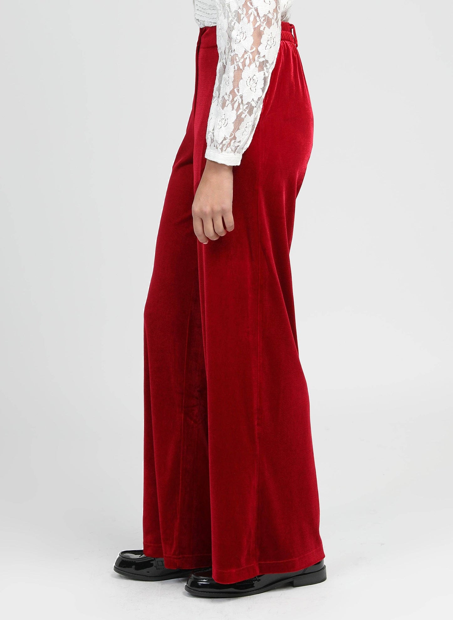 Pantaloni a Zampa in Velluto Rosso