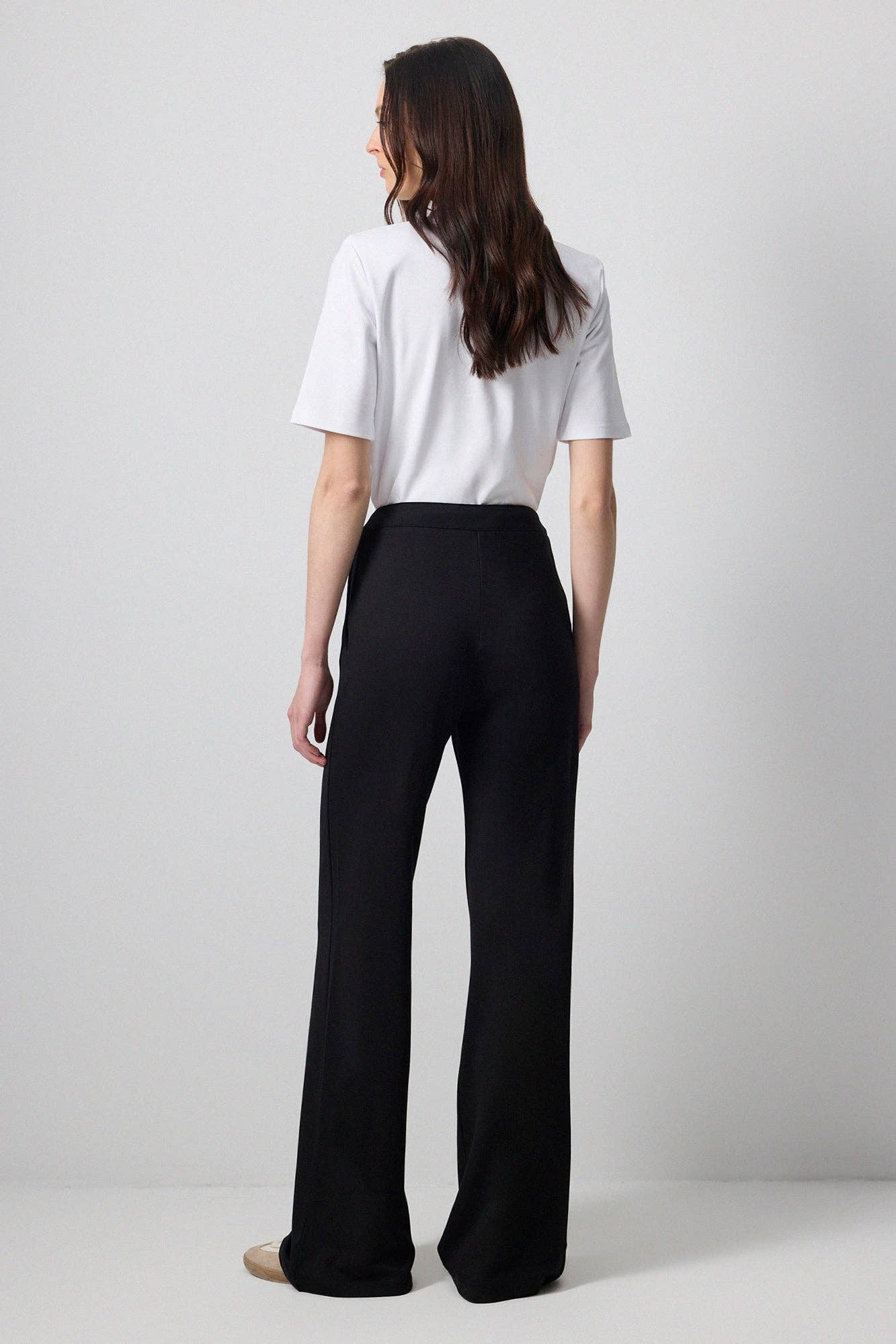 Pantaloni a maglia a coste neri a vita alta