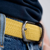 Cintura elastica intrecciata giallo curry
