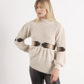 Maglione in maglia a coste con motivo jacquard