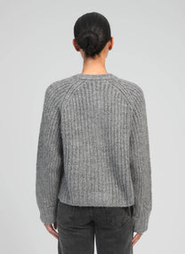 Cardigan in maglia grigia mélange con bottoni