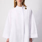 Camicia asimmetrica in popeline ecrù