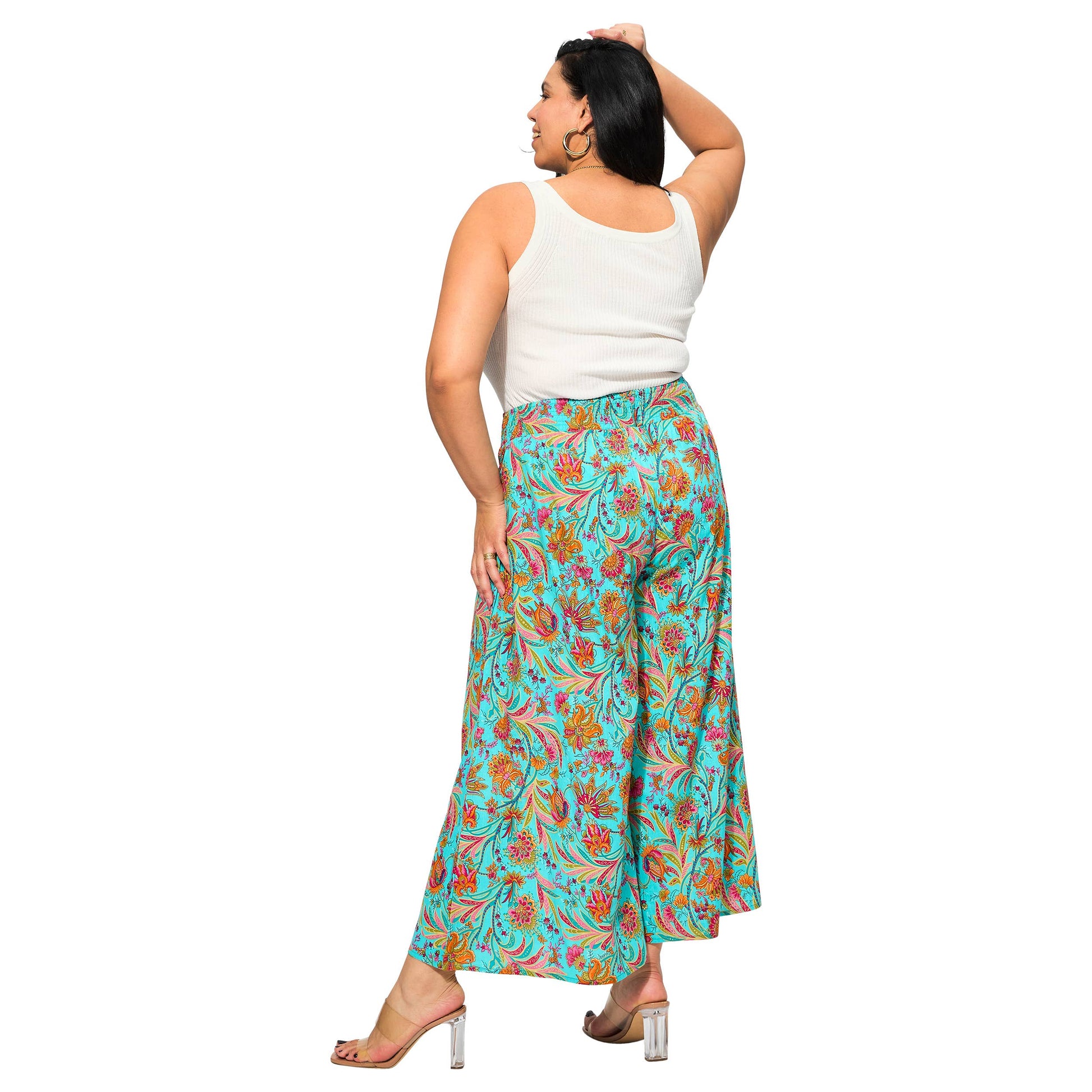 Pantaloni estivi lunghi in cotone stampa boho