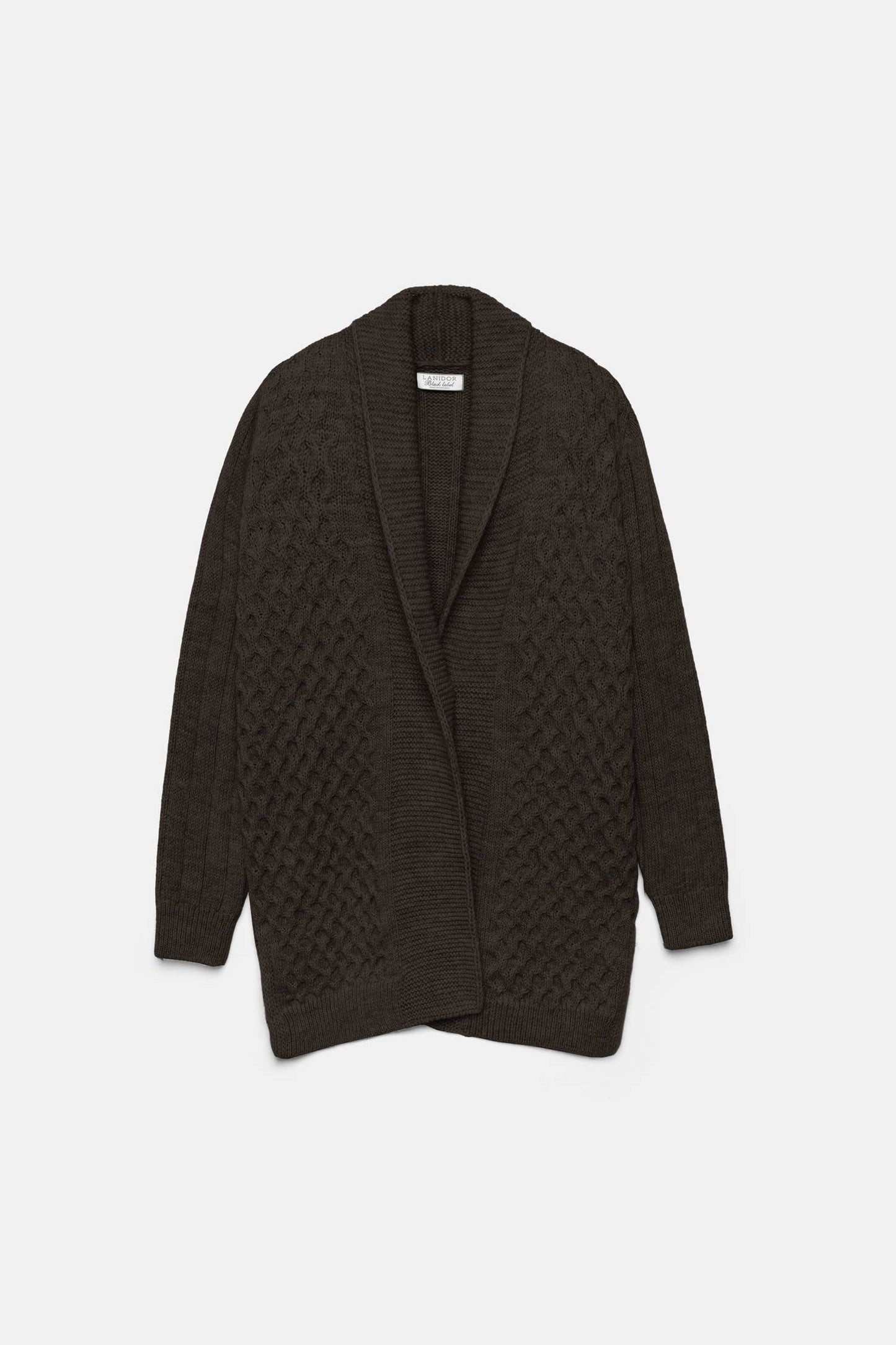 Cardigan lungo in maglia strutturata con collo a scialle