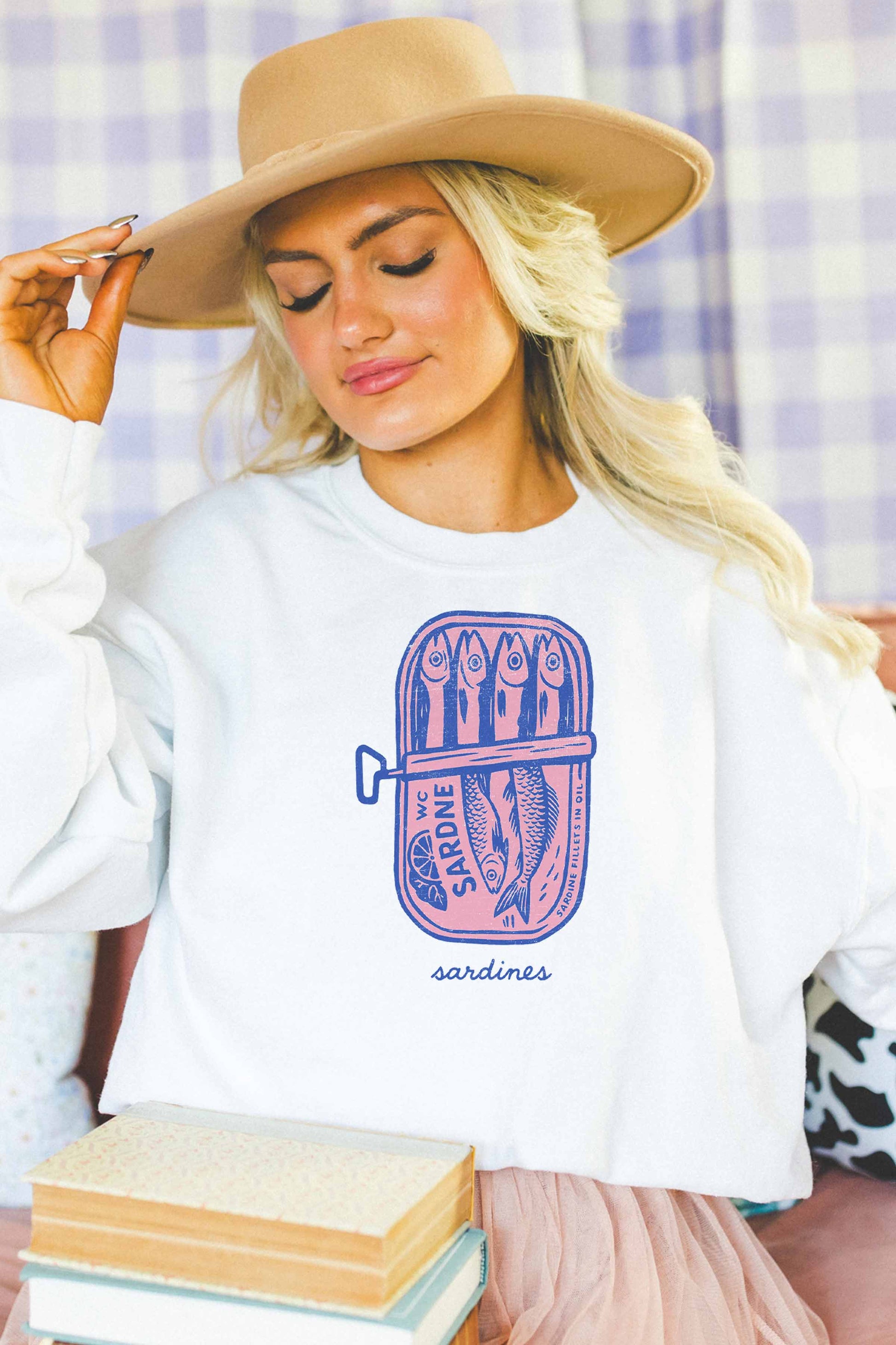 Felpa oversize con stampa sardine