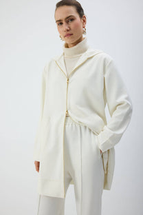 Giacca lunga con cappuccio e zip