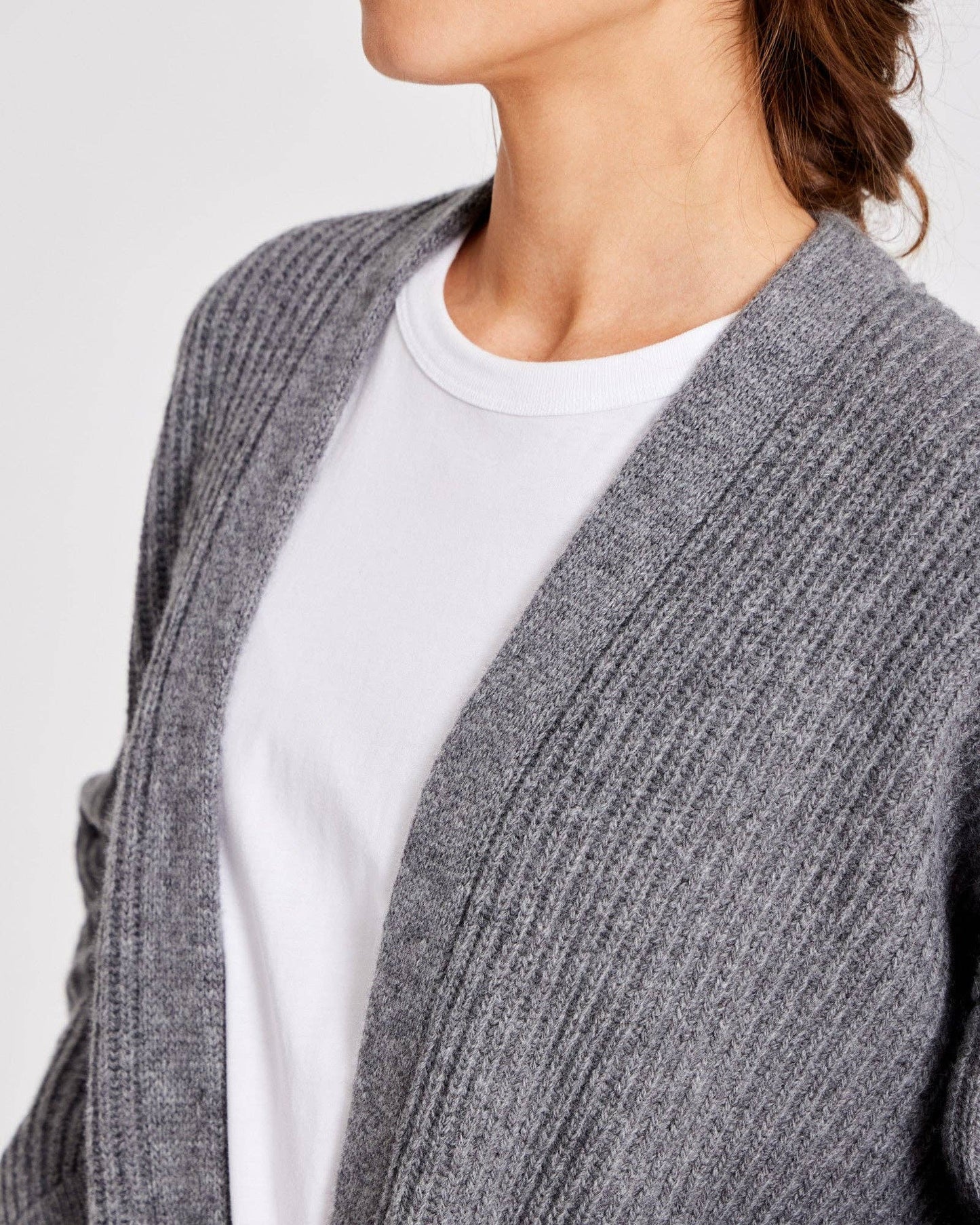 Cardigan Mette in lana d’agnello GOTS grigio melangé