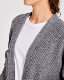 Cardigan Mette in lana d’agnello GOTS grigio melangé