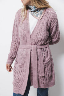 Cardigan in maglia strutturata con cintura