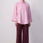Camicia popover relaxed a righe rosa con tasca