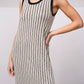 Abito midi in maglia a righe con spacco laterale