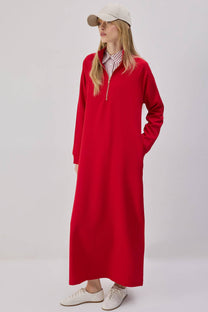 Abito dritto lungo con zip