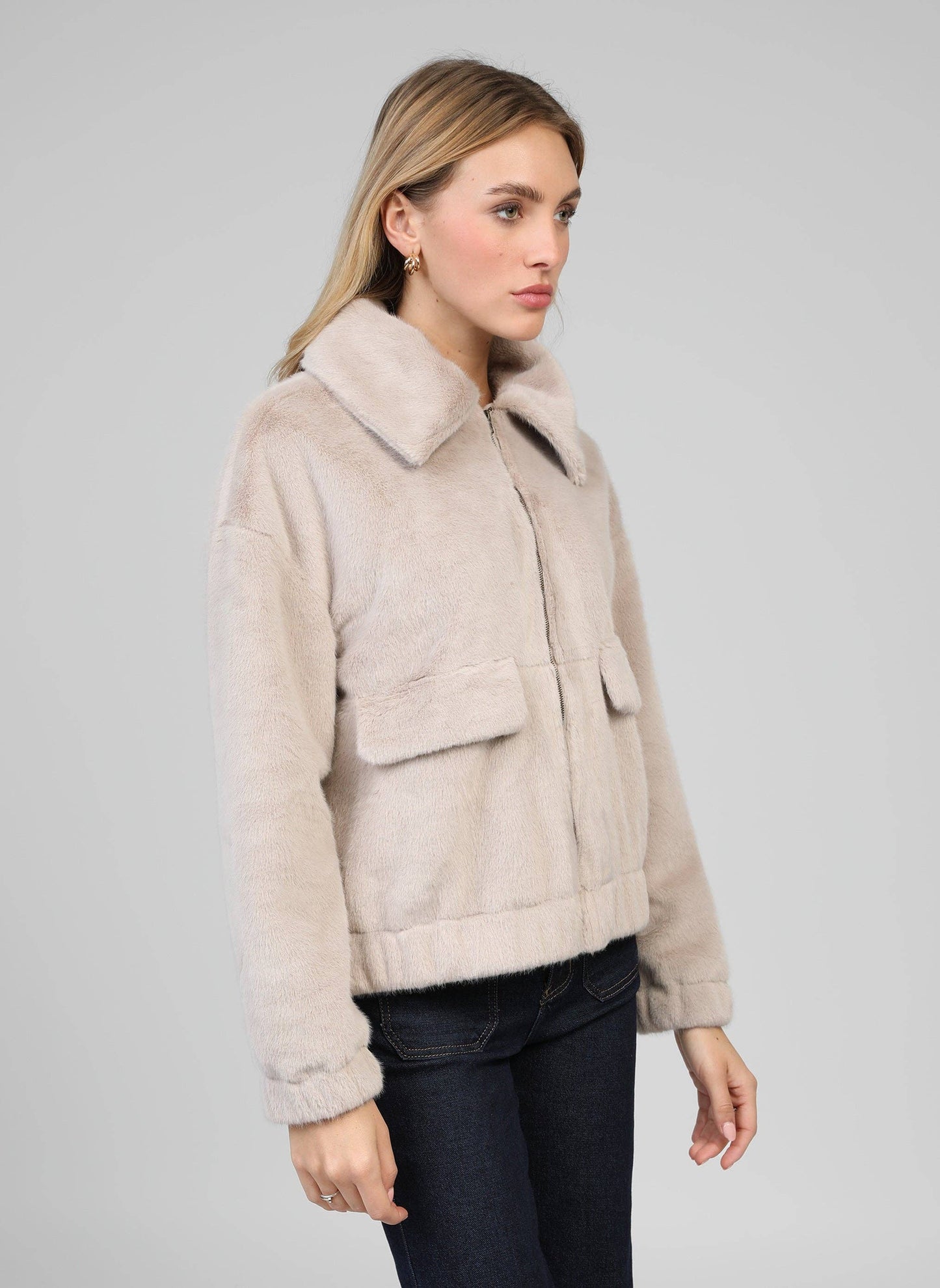 Giacca Candice in ecopelliccia color visone
