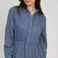Vestito lungo chemisier a righe indigo