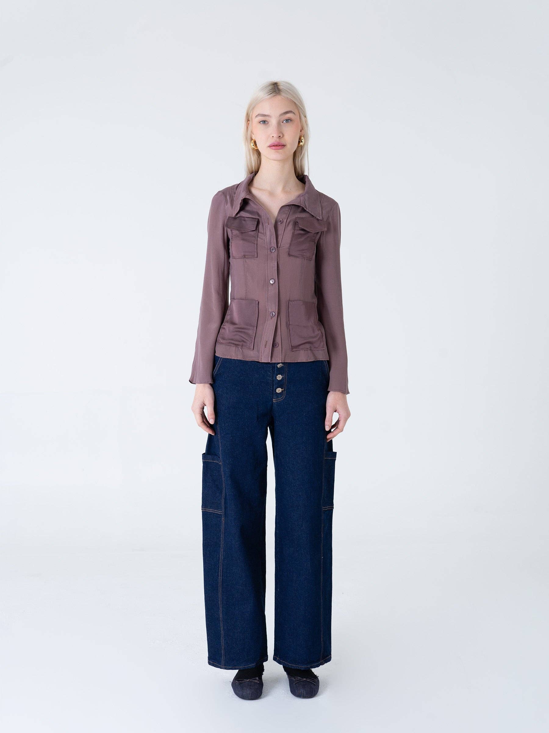 Camicia utility a maniche lunghe con bottoni