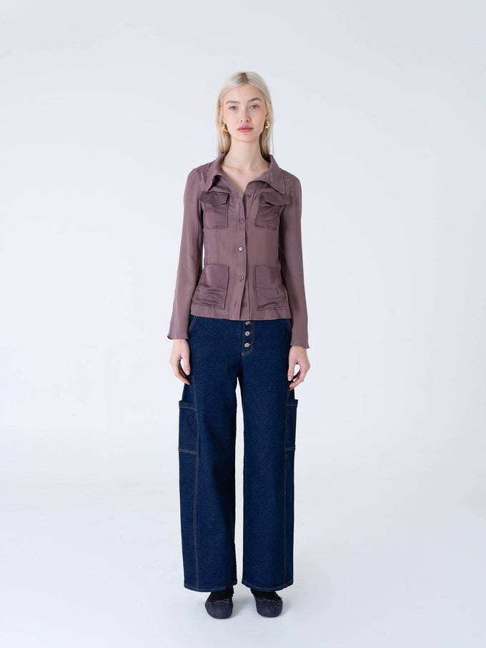 Camicia utility a maniche lunghe con bottoni