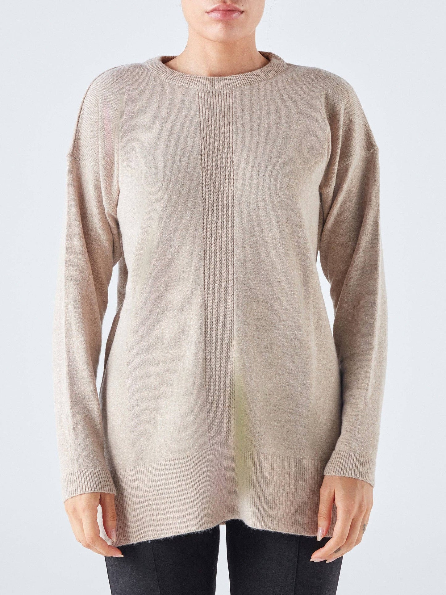 Maglia lunga a girocollo Nervo in misto lana e cashmere