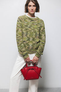 Maglione in maglia strutturata mélange verde