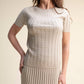 Top in maglia a trecce a maniche corte