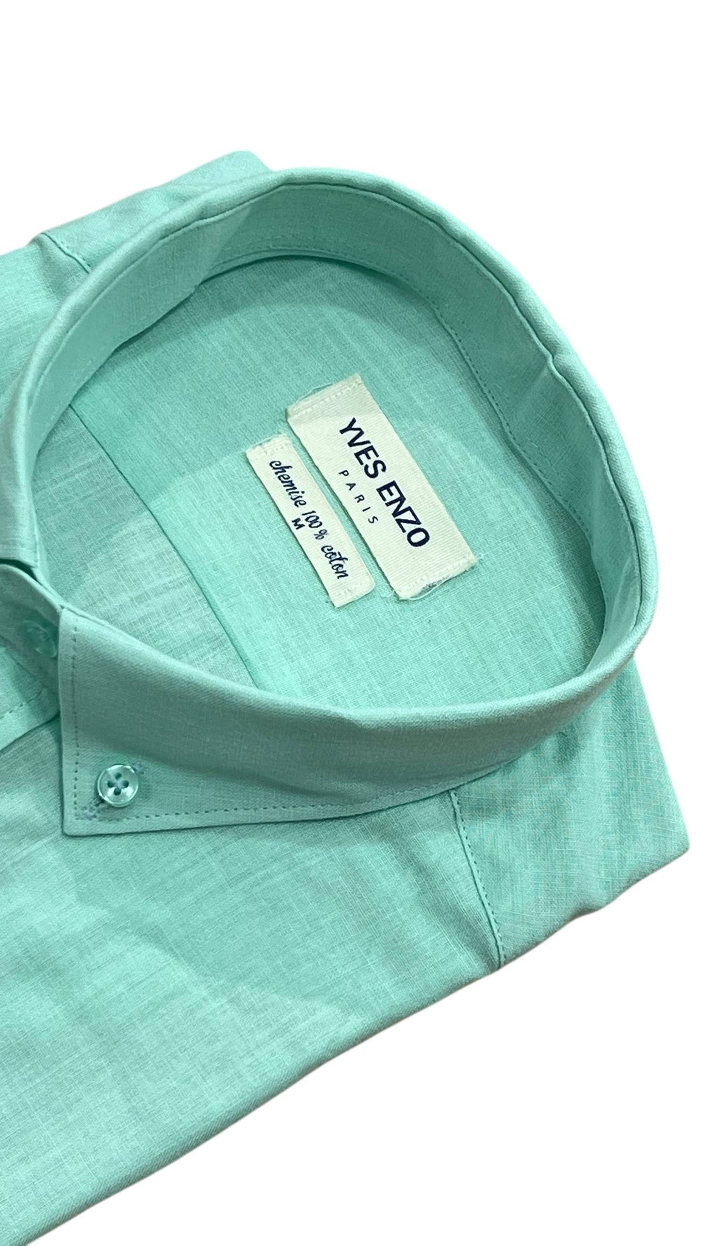 Camicia in voile di cotone verde tenue