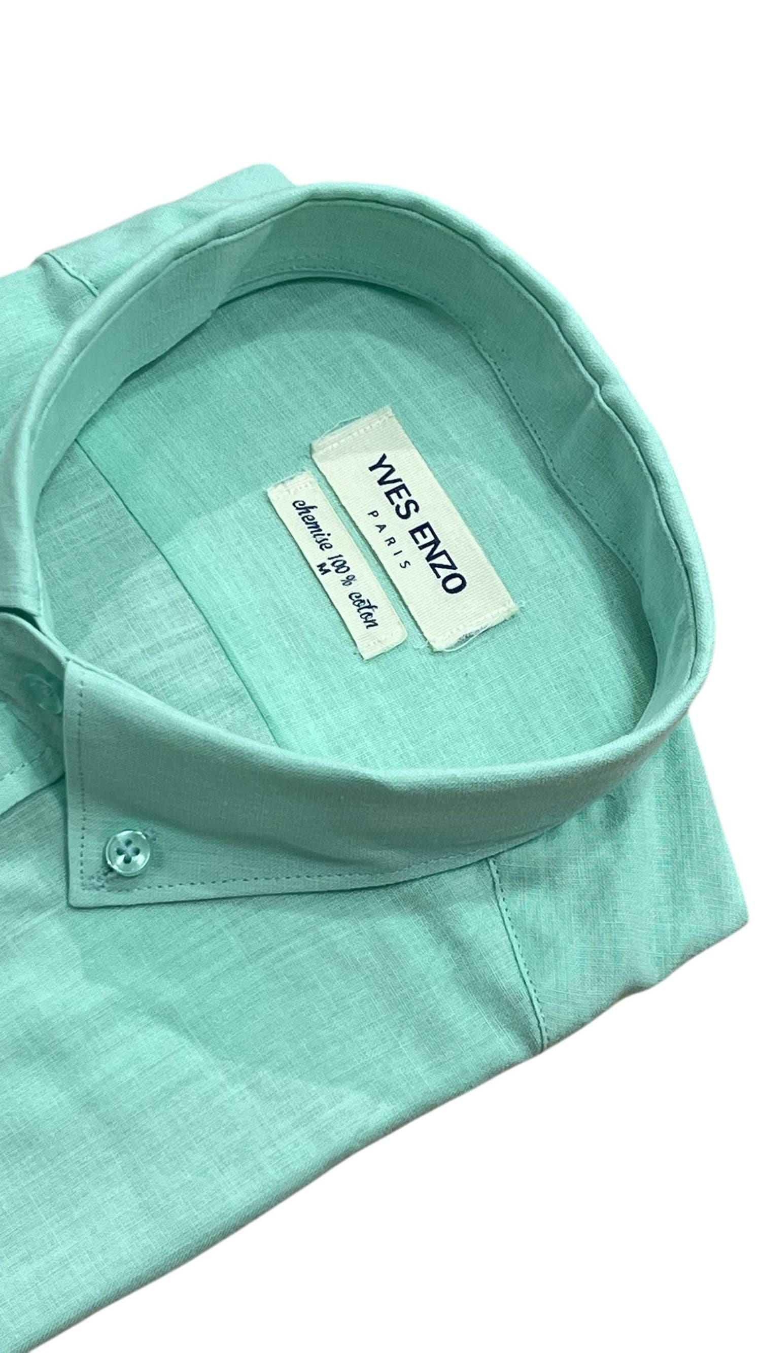 Camicia in voile di cotone verde tenue