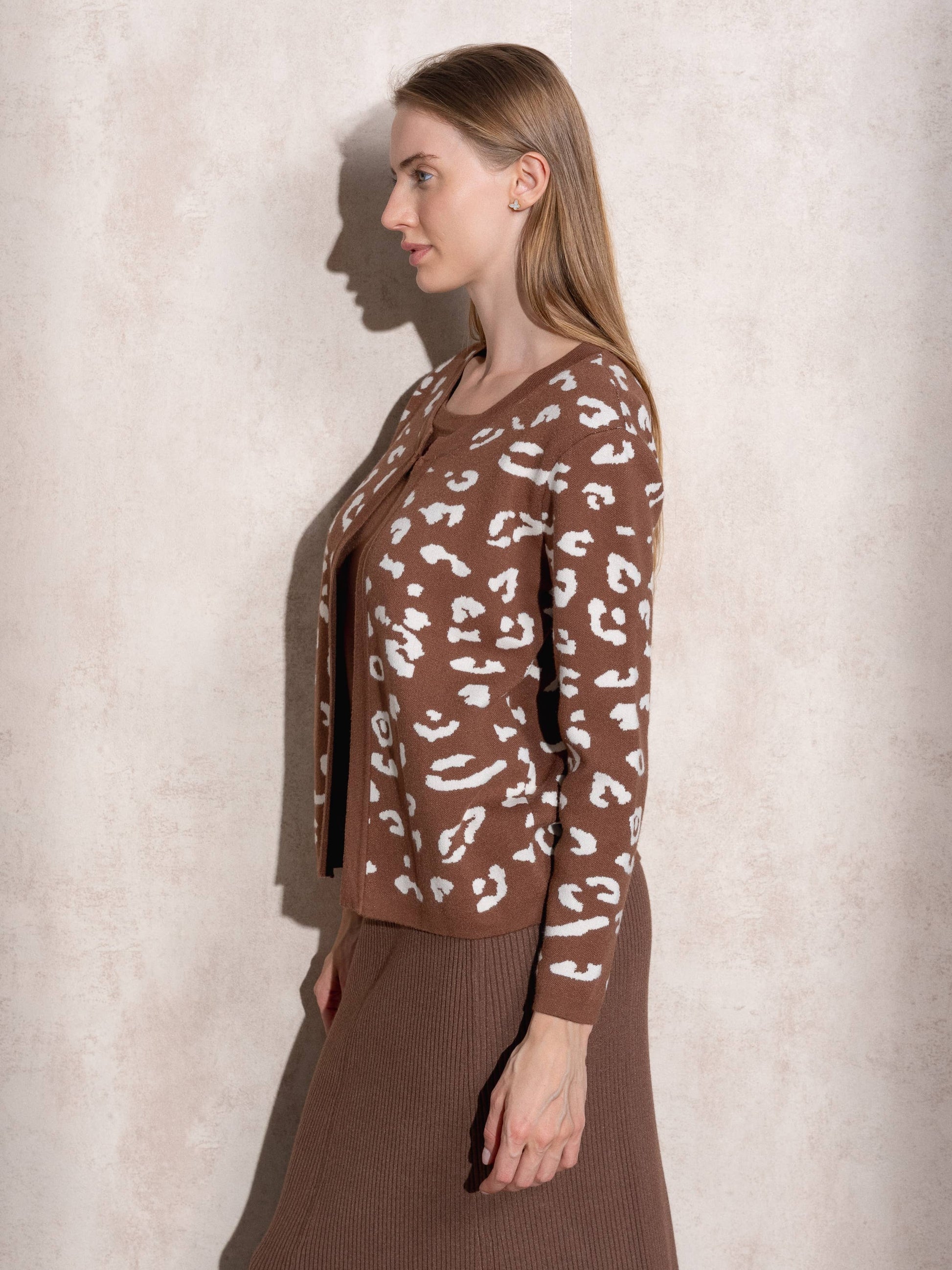 Cardigan jacquard animalier da donna