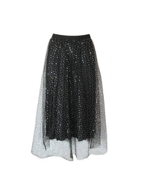 Gonna midi in tulle con paillettes