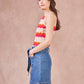 Top in maglia senza maniche a righe zigzag