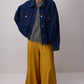Pantaloni gonna a gamba larga senape con vita elasticizzata