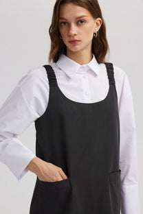 Abito gilet lungo con spalline arricciate