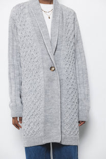 Cardigan lungo in maglia strutturata con collo a scialle