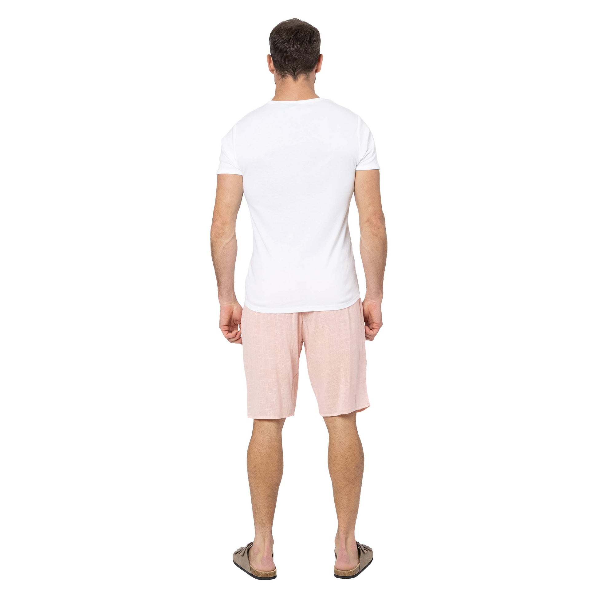 Pantaloncini estivi in cotone rosa con coulisse