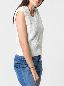 Gilet in maglia a trecce con scollo a V