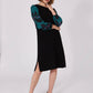 Abito midi nero in maglia con spacchi laterali