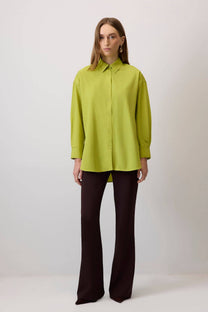 Camicia in popeline oversize verde lime