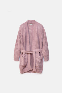 Cardigan in maglia strutturata con cintura