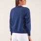 Maglione girocollo blu con stampa ancora