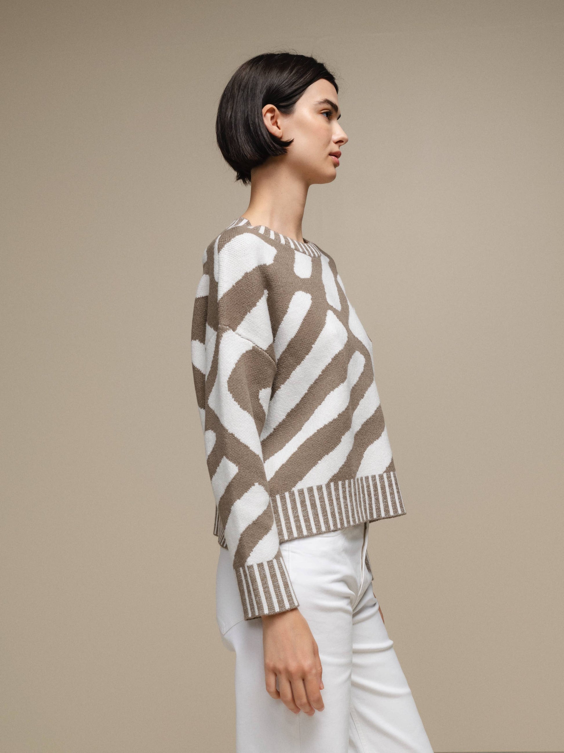 Maglione in maglia jacquard bicolore