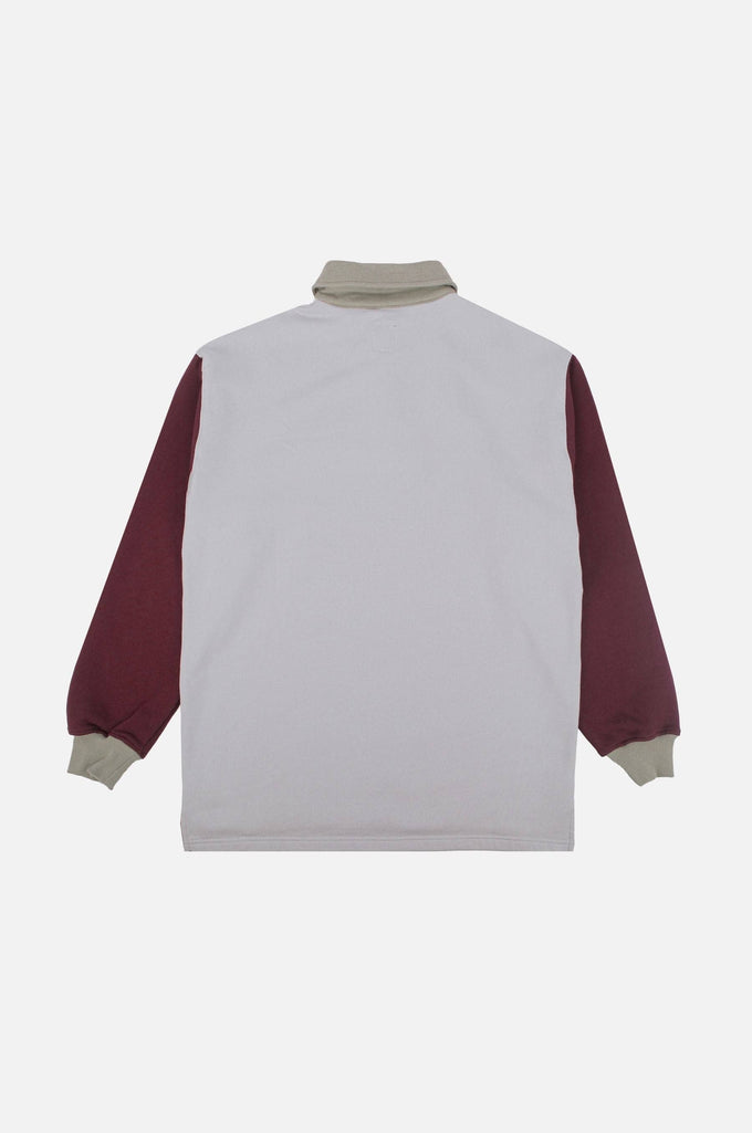 Maglione polo oversize color block Acciaio Nebbia da uomo