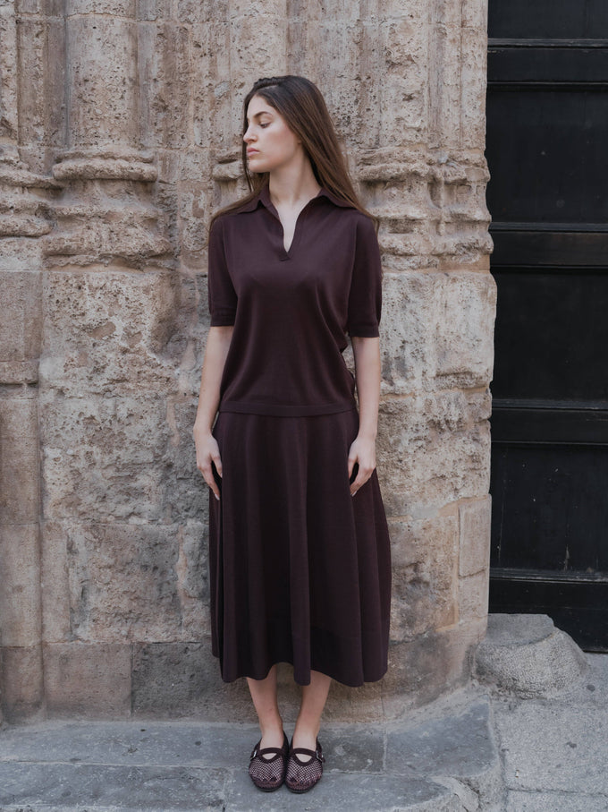 Polo a maniche corte in lana merino extrafine