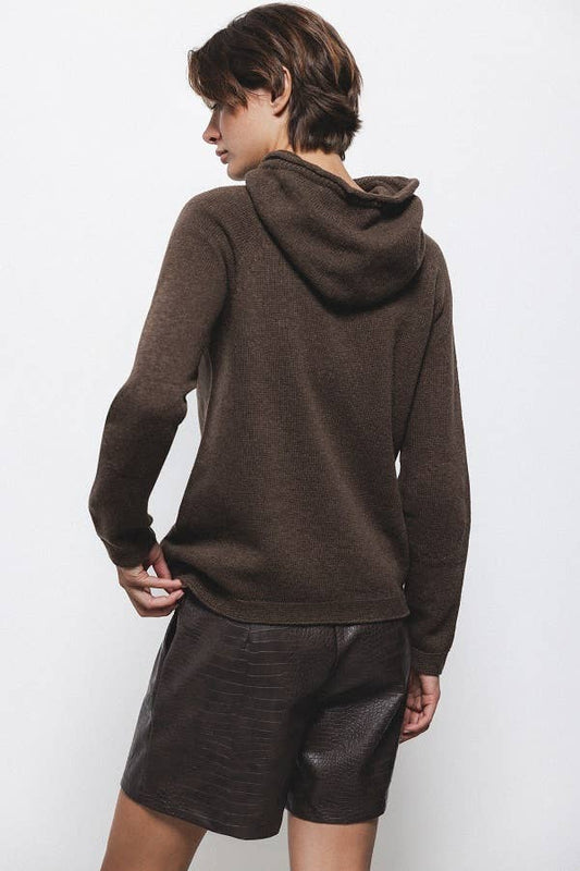 Maglione in lana con cappuccio e coulisse