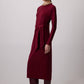 Abito midi bordeaux con nodo frontale in misto viscosa